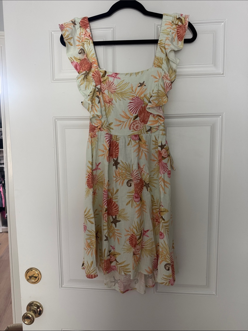 Forever 21 Cream Floral Ruffle Sundress with Pink and Orange Accents